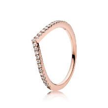 Billede af Pandora ring rosaforgyldt sølv Wishbone cz str. 56