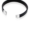 Billede af Men by Pind armbånd sort læder mat stål lås (19-24cm)