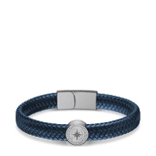 Billede af Bering Arctic Symphony blå læderarmbånd poleret stål (180 mm)