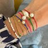 Billede af STINE A armbånd Big Pearl Berrie - Red Ribbon forgyldt sølv (23 cm)