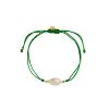Billede af STINE A armbånd Baroque Pearl Berrie - Grass Green Ribbon forgyldt sølv (23 cm)