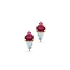 Billede af Øreringe pink/blå topas+rhodolit 8 kt.
