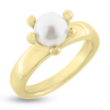 Billede af Ring med ferskvandsperle 7-7,5mm og dråbegrabber i 14 kt.