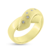 Billede af Ring "Massive Hug" m. 5 x 0,01 w/vs brillanter 14 karat guld