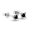 Billede af Ørestik sorte brill., 2* 0,05 ct., 4 grab. fatning, 14 kt. hvg.