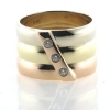 Billede af 14 kt. 3 farvet ring, 3 brill. a  0,05 ct. w/vs