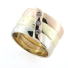 Billede af 14 kt. 3 farvet ring, 3 brill. a  0,05 ct. w/vs