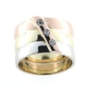 Billede af 14 kt. 3 farvet ring, 3 brill. a  0,05 ct. w/vs