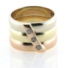 Billede af 14 kt. 3 farvet ring, 3 brill. a  0,05 ct. w/vs