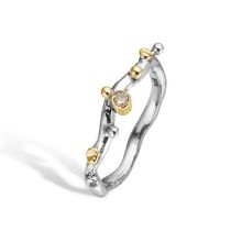 Billede af By Birdie Grace Single Polished ring sølv m.14kt og 0,05 ct brillant (str. 54)