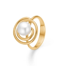 Billede af Mads Z "Swirl W. Pearl" ring 14 kt. guld m. perle (str. 52)