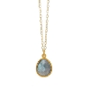 Billede af Susanne Friis Bjørner halskæde forgyldt sølv m. labradorite (45 cm)