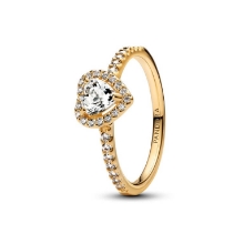 Billede af Pandora Fremhævet Hjerte ring forgyldt metalblanding m. cz (str. 58)