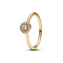 Billede af Pandora Rund Pavé Halo ring forgyldt metalblanding m. cz (str. 56)