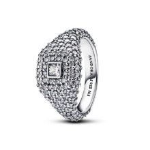 Billede af Pandora Pavé Firkantet Cocktail ring sølv m. cz (str. 48)