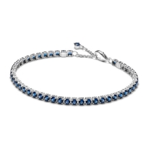 Billede af Pandora Funklende Blåt Tennisarmbånd sølv m. cz (18 cm)