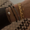 Billede af STINE A armbånd Big Pearl Berrie - Black Ribbon forgyldt sølv (17-25 cm)