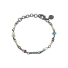Billede af By Birdie Jacquline Stone & Pearl armbånd sort rhodineret sølv (17 - 20,5 cm)