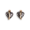 Billede af By Birdie Urban Leaf øreringe sort rhodineret sølv m.14 kt. guld