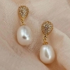 Billede af Aqua Dulce Pavé Pearl øreringe forgyldt sølv m. cz + fvp