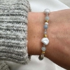 Billede af Aqua Dulce Sky Blue Pearl armbånd forgyldt sølv m. fvp (17 + 3 cm)