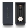 Billede af Daniel Wellington dameur Classic Petite Sheffield 28 mm hvid skive stål rosa sort læderrem 