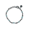 Billede af By Birdie Chain Fenton Aqua armbånd sort rhodineret sølv m. akvamarin (16,5-20 cm)
