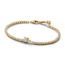 Billede af Pandora Funklende Hjerte Tennisarmbånd forgyldt metalblanding m. cz (18 cm)
