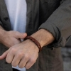 Billede af SON of NOA armbånd stål brun kalveskind (19-23 cm)