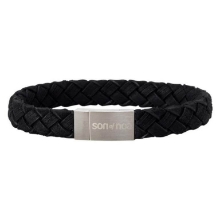 Billede af SON of NOA armbånd stål sort kalveskind (21 cm)