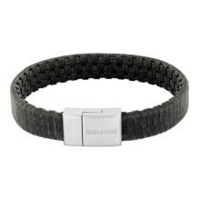 Billede af SON of NOA armbånd stål grå kalveskind (19 cm)