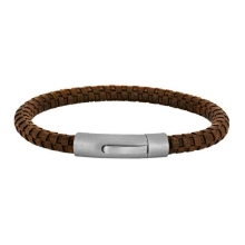 Billede af SON of NOA armbånd stål brun kalveskind (21 cm)