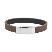 Billede af SON of NOA armbånd stål brun kalveskind (20+1 cm)