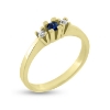 Billede af Ring 3 sten, 1 safir  0,10 ct., 2* brill. a 0,03 w/vs. 14 kt. 