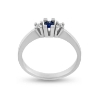 Billede af Ring 3 sten, 1 safir  0,10 ct., 2* brill. a 0,03 w/vs. 14 kt. hvg.
