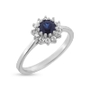 Billede af Rosetring, safir ca. 0,60 ct. (5,0 mm.) + 12 *0,02 w/vs. 14 kt. hvg.