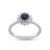 Billede af Rosetring, safir ca. 0,60 ct. (5,0 mm.) + 12 *0,02 w/vs. 14 kt. hvg.