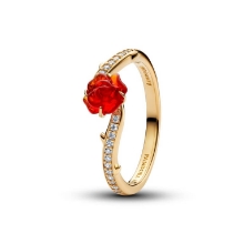 Billede af Pandora Disney Skønheden og Udyret Fortryllende Rosenring forgyldt metalblanding m. muranoglas + cz (str. 58)