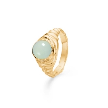 Billede af Studio Z "Endless Waves" ring forgyldt sølv m. grøn cz (str. 54)
