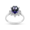 Billede af Rosetring med ægte ametyst  10*8 mm. & 8 * brill. a 0,05 w/vs. 14 kt. hvg.