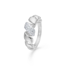 Billede af Mads Z "Swirl w. Topaz" ring sølv m. hvid topas (str. 50)