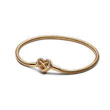 Billede af Pandora Slangekædearmbånd med Funklende Hjertelås forgyldt metalblanding (16 cm)