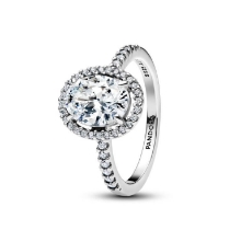 Billede af Pandora Oval Funklende Halo Statement ring sølv m. cz (str. 50)