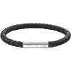 Billede af Bering Arctic Symphony sort læderarmbånd poleret stål (180-200mm)