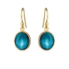 Billede af Susanne Friis Bjørner øreringe Oval Cabochon forgyldt sølv m. London Blue krystal