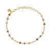 Billede af Susanne Friis Bjørner armbånd forgyldt sølv m. facetslebne ametyst, karneol, peach månesten, rosakvarts (16-20 cm)