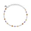 Billede af Susanne Friis Bjørner armbånd sølv m. facetslebne ametyst, karneol, peach månesten, rosakvarts (16-20 cm)
