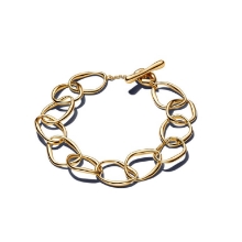 Billede af Pandora Organisk Formet Ledarmbånd forgyldt metalblanding (22 cm)