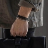 Billede af SON of NOA armbånd stål sort kalveskind (19-23 cm)